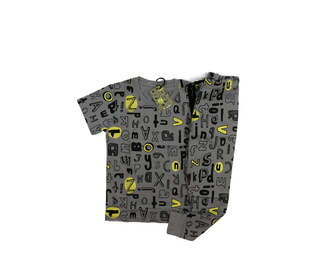 Nové šedé pyžamo s nápisy 