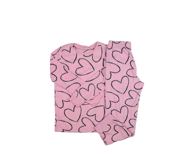 Růžové fleecové pyžamo se srdíčky M&S