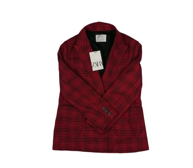 Nové červené kostkované sako Zara