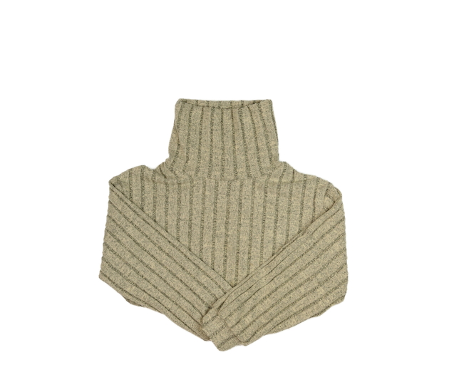 Hnědý melírovaný crop rolák 