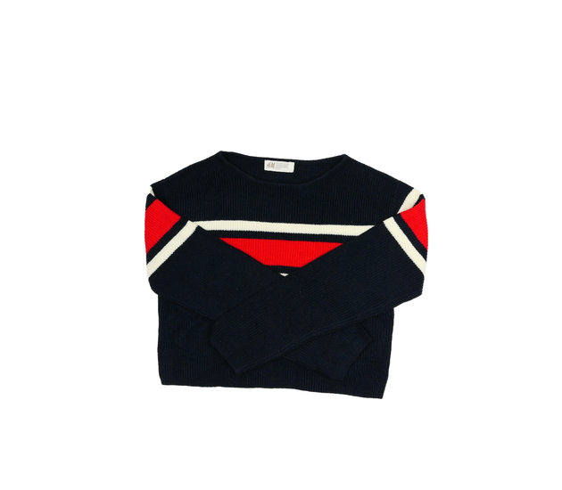 Tmavý crop svetr s barevnými pruhy H&M