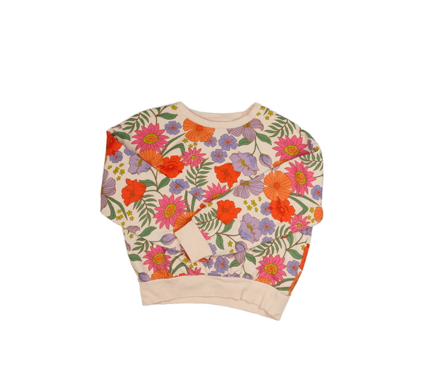 Krémová květinová kratší široká mikina Nutmeg