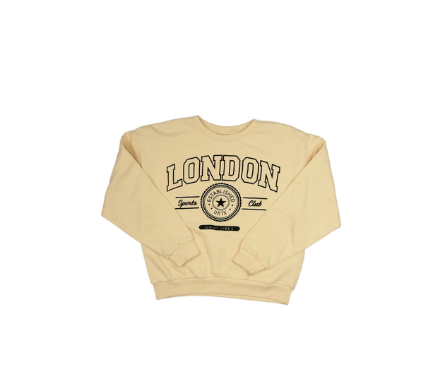 Světle žlutá mikina s nápisem 