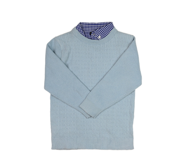 Modrý hebký svetr s košilovým límečkem Next