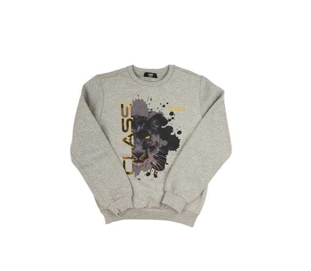 Šedá melírovaná mikina se zvířetem 