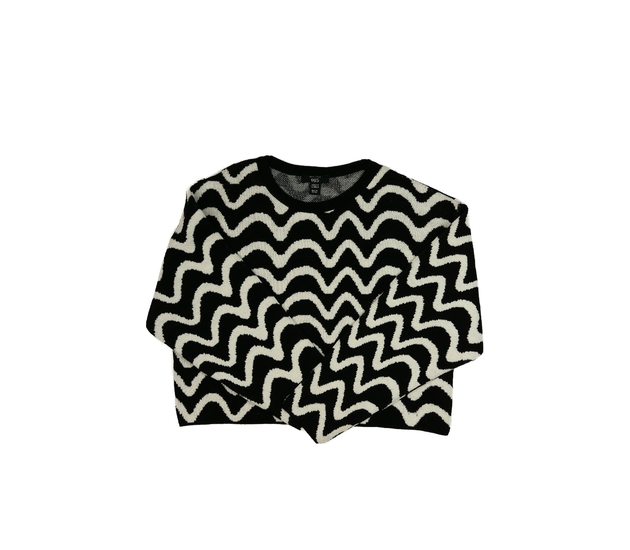 Černo-bílý crop svetr New Look