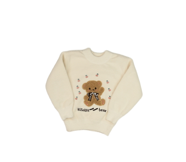 Krémový zimní svetr s medvědem