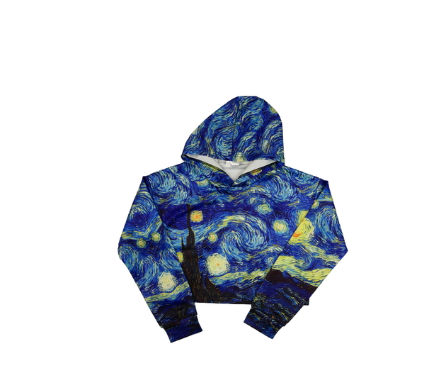 Modrá crop mikina s obrázkem 