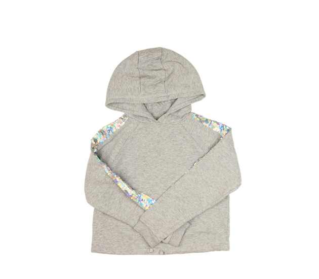 Šedá melírovaná kratší mikina s flitry Nutmeg