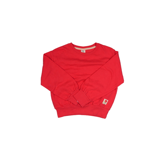 Červená mikina s malou květinou 