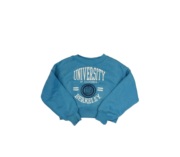 Modrá crop mikina s nápisem 