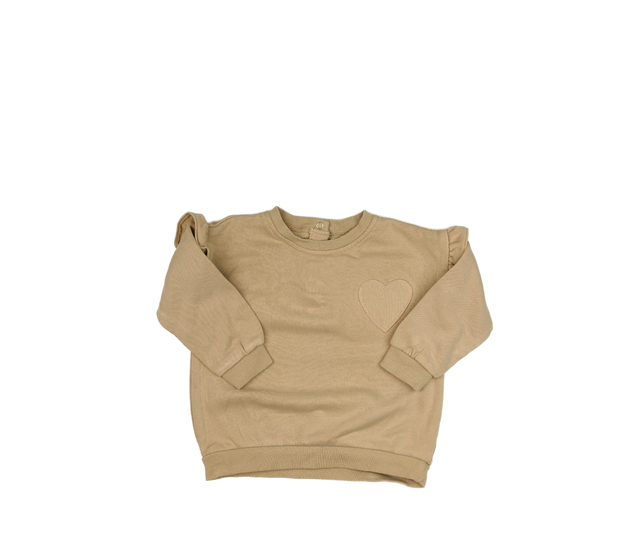 Hnědá mikina s volánky a srdcem 