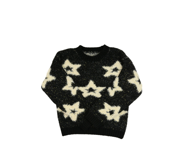 Černý žinylkový svetr s hvězdami Nutmeg