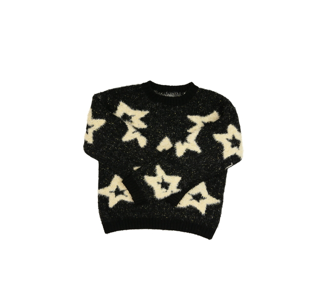 Černý žinylkový svetr s hvězdami Nutmeg