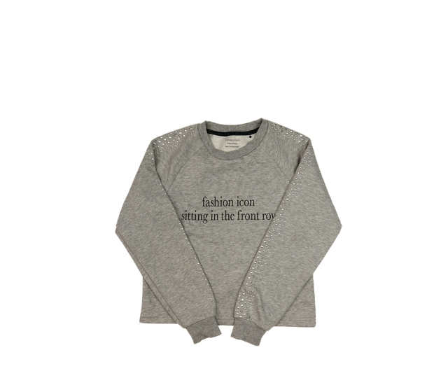 Šedá melírovaná mikina s kamínky Primark