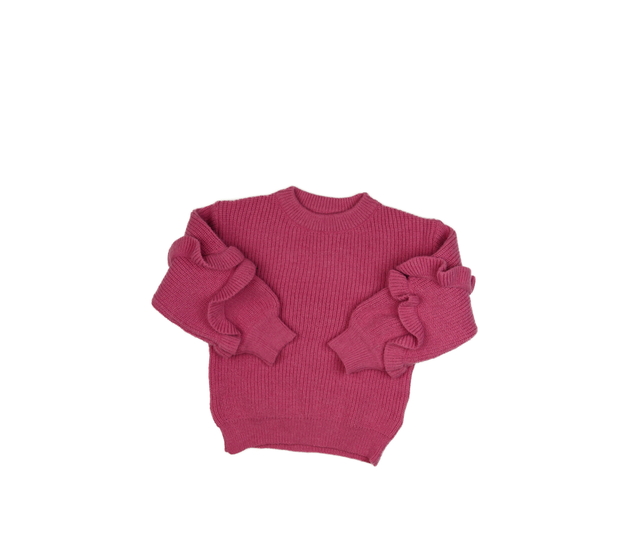 Růžový svetr s volánky 