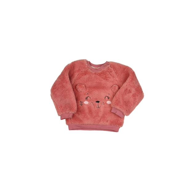 Růžová chlupatá mikina s čumáčkem 