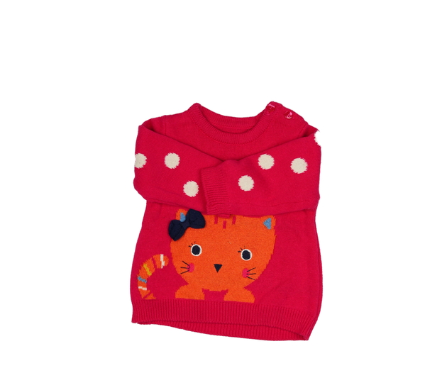 Sytě růžový svetřík s kočičkou Nutmeg