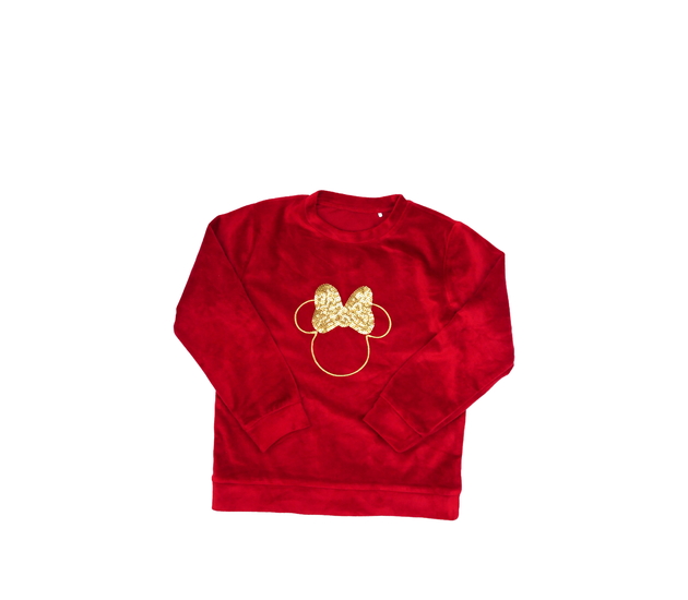 Červená semišová mikina se zlatou Minnie George