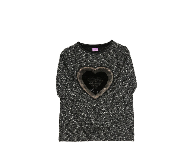 Černý bíle melírovaný svetr se srdcem F&F
