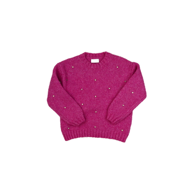 Sytě růžový svetr s kamínky 