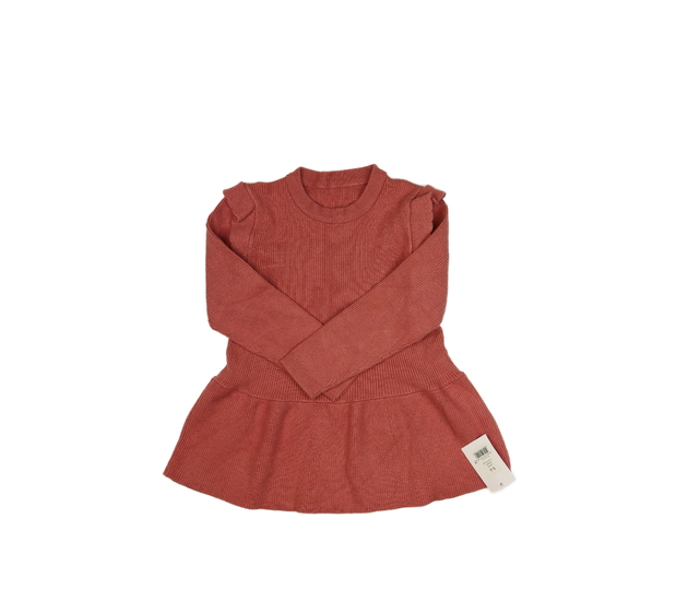 Nový růžový delší svetr s volánky George