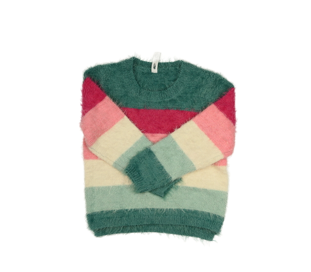 Pruhovaný žinylkový svetr 