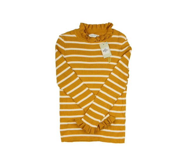 Nový hnědý svetr s bílými pruhy Primark 