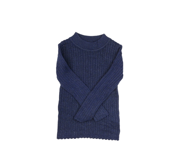 Modrý žebrovaný lesklý svetr Tu