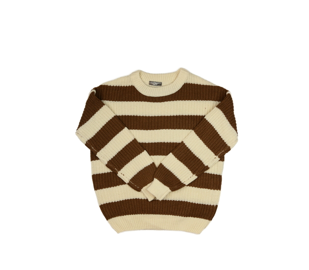 Hnědý přízový pruhovaný svetr Primark 