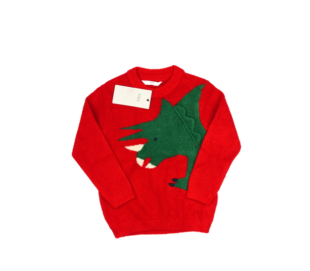 Nový červený svetr s dinosaurem M&S
