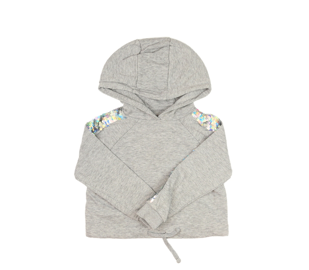 Šedá crop mikina s flitry Nutmeg 