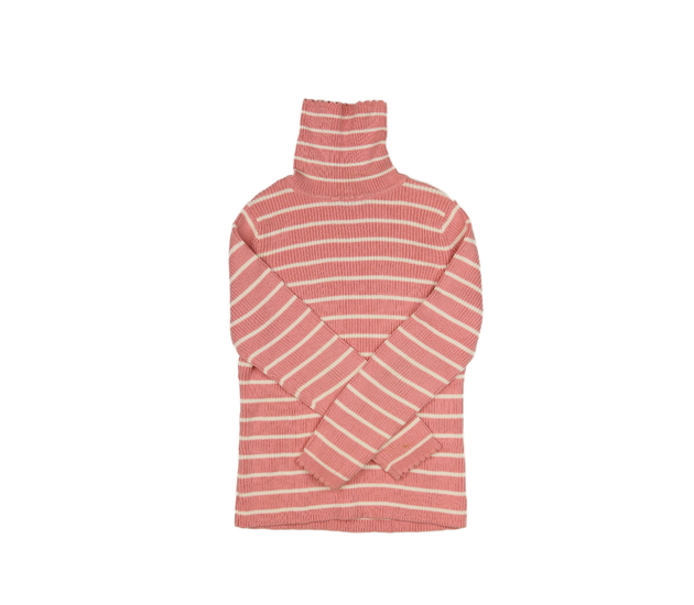 Růžový pruhovaný žebrovaný rolák George