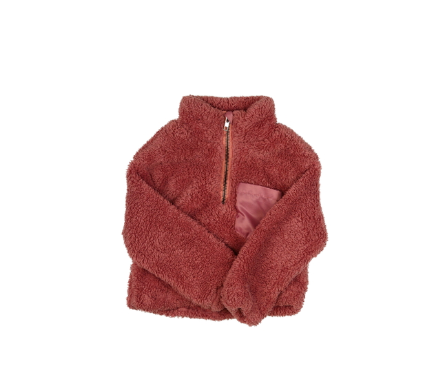 Růžová chlupatá mikina 