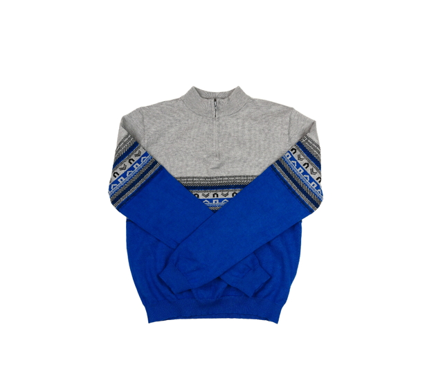 Modro-šedý přízový svetřík