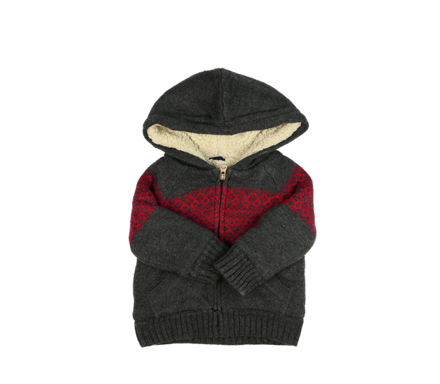 Šedo-červený zimní svetr Gap 