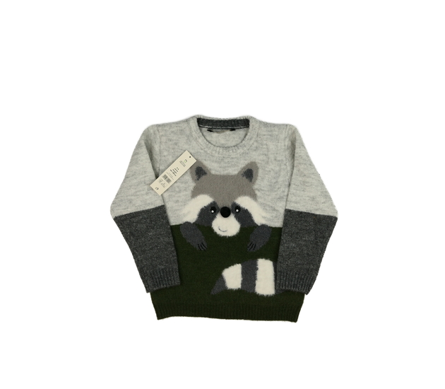 Nový šedo-zelený svetr se zvířátkem George