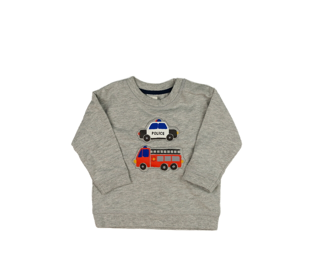 Šedá melírovaná mikina s policajty a hasiči H&M