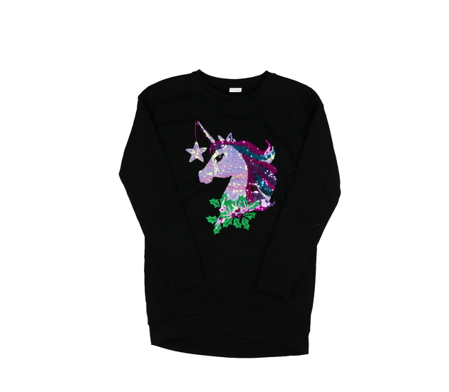 Černá delší mikina s jednorožcem F&F