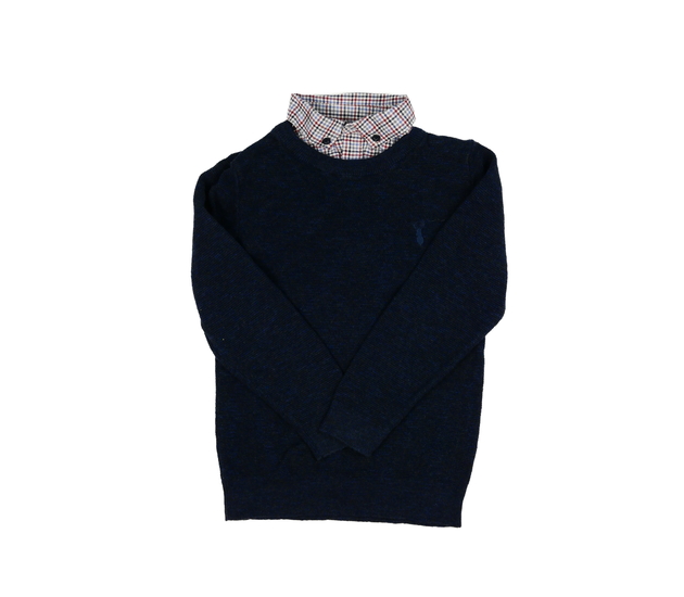 Modrý svetr s košilovým límečkem Next