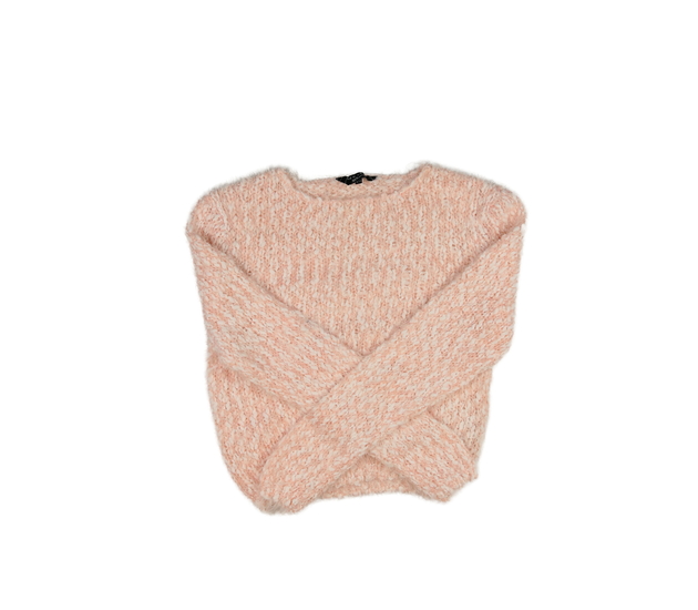 Růžový žinylkový crop svetr s nopíky New Look 