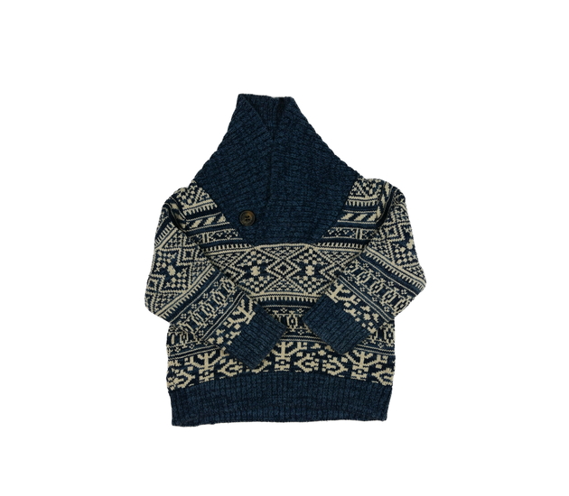 Modro-bílý vzorovaný svetr 