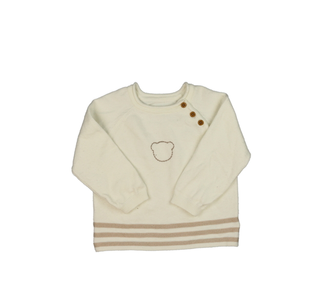 Krémovo-hnědý svetřík s medvídkem Nutmeg 
