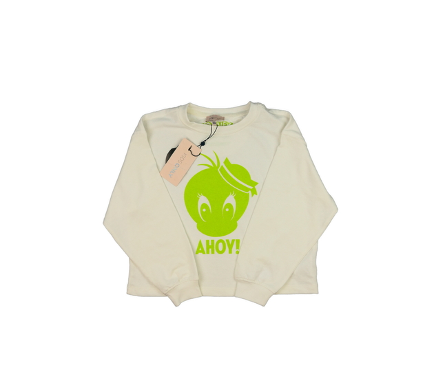 Nová bílá mikina se zeleným obličejem 