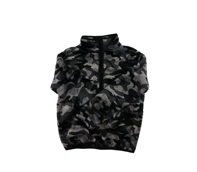 Šedá huňatá maskáčová mikina 