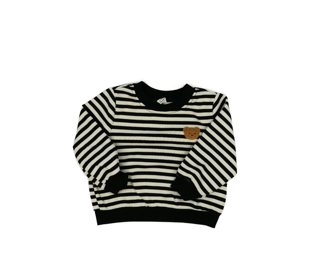 Černo-bílá pruhovaná mikina s medvídkem 