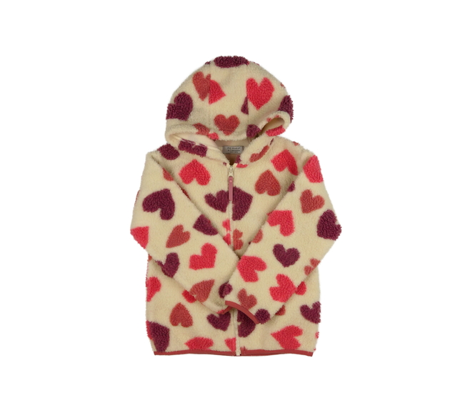 Krémová beránková mikina se srdci Primark 