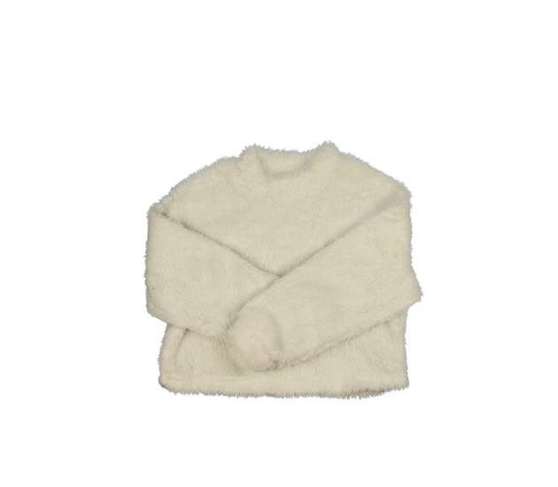 Krémová chlupatá krátká mikina