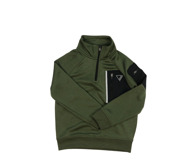 Khaki mikina s černými detaily 