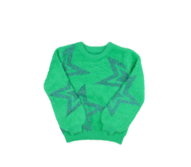 Zelený žinylkový svetr s hvězdami 